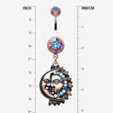Detail View 1 of Vintage Boho Sun & Moon Belly Button Ring-Copper/Aurora Borealis