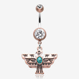 Vintage Boho Aztec Thunderbird Mural Belly Button Ring