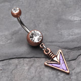 Detail View 2 of Vintage Boho Stone Spear Belly Button Ring-Copper/Clear/Purple