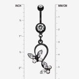 Detail View 1 of Blackline Butterfly Gem Loop Belly Ring-Clear Gem