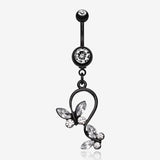 Blackline Butterfly Gem Loop Belly Ring-Clear Gem