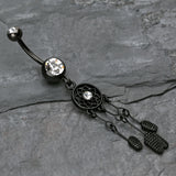 Detail View 2 of Blackline Dreamcatcher Belly Button Ring-Black