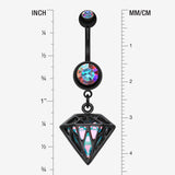 Detail View 1 of Colorline Urban Iridescent Diamond Belly Button Ring-Black/Aurora Borealis
