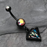 Detail View 2 of Colorline Urban Iridescent Diamond Belly Button Ring-Black/Aurora Borealis