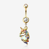 Golden Unicorn Magic Sparkle Heart Belly Button Ring