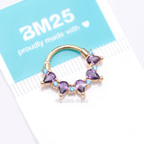 Detail View 4 of Golden Calliope Multi-Gem Sparkle Clicker Hoop Ring-Purple/Light Blue