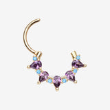 Detail View 1 of Golden Calliope Multi-Gem Sparkle Clicker Hoop Ring-Purple/Light Blue