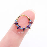 Detail View 2 of Golden Calliope Multi-Gem Sparkle Clicker Hoop Ring-Purple/Light Blue