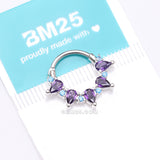 Detail View 4 of Calliope Multi-Gem Sparkle Clicker Hoop Ring-Purple/Light Blue