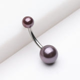 Detail View 2 of Pearlescent Luster Basic Belly Button Ring-Hematite