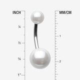 Detail View 1 of Pearlescent Luster Basic Belly Button Ring-White