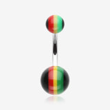 Rasta Stripe Acrylic Belly Button Ring