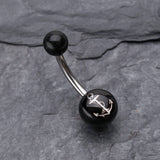 Detail View 2 of Classic Anchor Acrylic Logo Belly Button Ring-Black