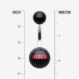 Detail View 1 of BITCH' Acrylic Logo Belly Button Ring-Black