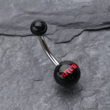 Detail View 2 of BITCH' Acrylic Logo Belly Button Ring-Black