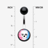 Detail View 1 of Skull Americana Acrylic Logo Belly Button Ring-Black
