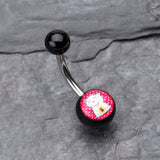 Detail View 2 of Maneki-Neko Lucky Cat Acrylic Logo Belly Button Ring-Red