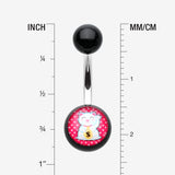 Detail View 1 of Maneki-Neko Lucky Cat Acrylic Logo Belly Button Ring-Red