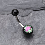 Detail View 2 of Zombie Cupcake Acrylic Logo Belly Button Ring-Pink/Fuchsia