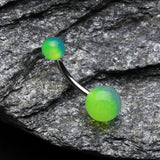 Detail View 2 of Two Toned Glow in the Dark Acrylic Belly Button Ring-Green/Blue