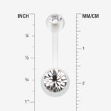 Detail View 1 of Bio Flexible Shaft Gem Ball Acrylic Belly Button Ring-Clear Gem