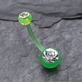 Detail View 2 of Bio Flexible Shaft Gem Ball Acrylic Belly Button Ring-Light Green