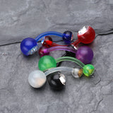 Detail View 3 of Bio Flexible Shaft Gem Ball Acrylic Belly Button Ring-Light Green