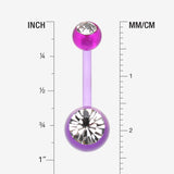 Detail View 1 of Bio Flexible Shaft Gem Ball Acrylic Belly Button Ring-Purple