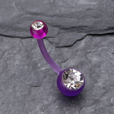 Detail View 2 of Bio Flexible Shaft Gem Ball Acrylic Belly Button Ring-Purple