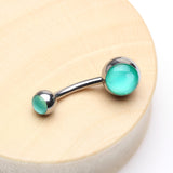 Detail View 2 of Iridescent Holographic Sparkle Belly Button Ring-Light Green