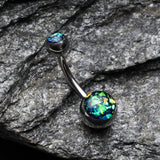 Detail View 2 of Opal Sparkle Shower Basic Belly Button Ring-Black