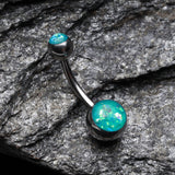 Detail View 2 of Opal Sparkle Shower Basic Belly Button Ring-Teal