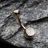 Detail View 2 of Golden Opal Sparkle Shower Belly Button Ring-White