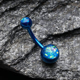 Detail View 2 of Colorline Opal Sparkle Shower Belly Button Ring-Blue
