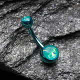 Detail View 2 of Colorline Opal Sparkle Shower Belly Button Ring-Teal