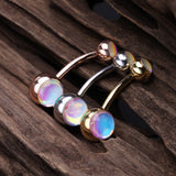 Detail View 4 of Rose Gold Iridescent Revo Sparkle Belly Button Ring-Rainbow/Multi-Color
