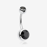 Double Gem Ball Steel Belly Button Ring