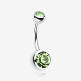 Double Gem Ball Steel Belly Button Ring