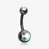 Colorline Double Gem Ball Steel Belly Button Ring