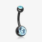 Colorline Double Gem Ball Steel Belly Button Ring