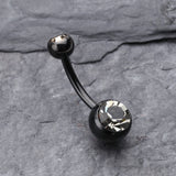Detail View 2 of Colorline Double Gem Ball Steel Belly Button Ring-Black/Black Diamond