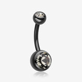 Colorline Double Gem Ball Steel Belly Button Ring