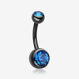 Colorline Double Gem Ball Steel Belly Button Ring