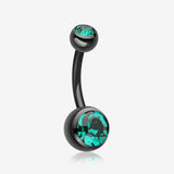 Colorline Double Gem Ball Steel Belly Button Ring