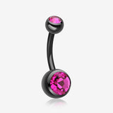 Colorline Double Gem Ball Steel Belly Button Ring