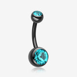Colorline Double Gem Ball Steel Belly Button Ring