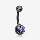 Colorline Double Gem Ball Steel Belly Button Ring