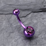 Detail View 2 of Jelly Belly Unity Gem Belly Button Ring-Purple/Fuchsia