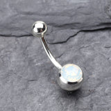 Detail View 2 of Jelly Belly Unity Gem Belly Button Ring-Rhodium Plated/Opal
