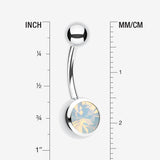 Detail View 1 of Jelly Belly Unity Gem Belly Button Ring-Rhodium Plated/Opal